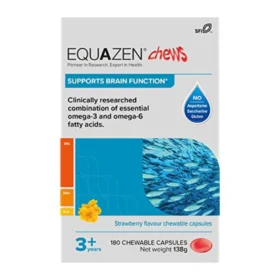 Equazen Capsules - Omega 3 and Omega 6 Supplement - 180 Strawberry Flavoured Chews