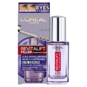 Loreal Paris 2.5% Hyaluronic Acid and Caffeine Eye Serum, Revitalift Filler Eye Serum - 20ml