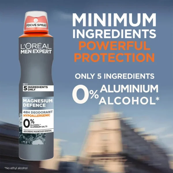 Loreal Men Expert Hypoallergenic Deodorant Magnesium Defence Hypoallergenic 48 Hour Protection Men's Deodorant 250ml